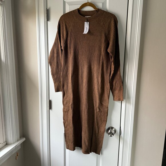 NWT The Drop Women's Renata Rib Midi Long Sleeve Sweater Dress Medium - Picture 3 of 7